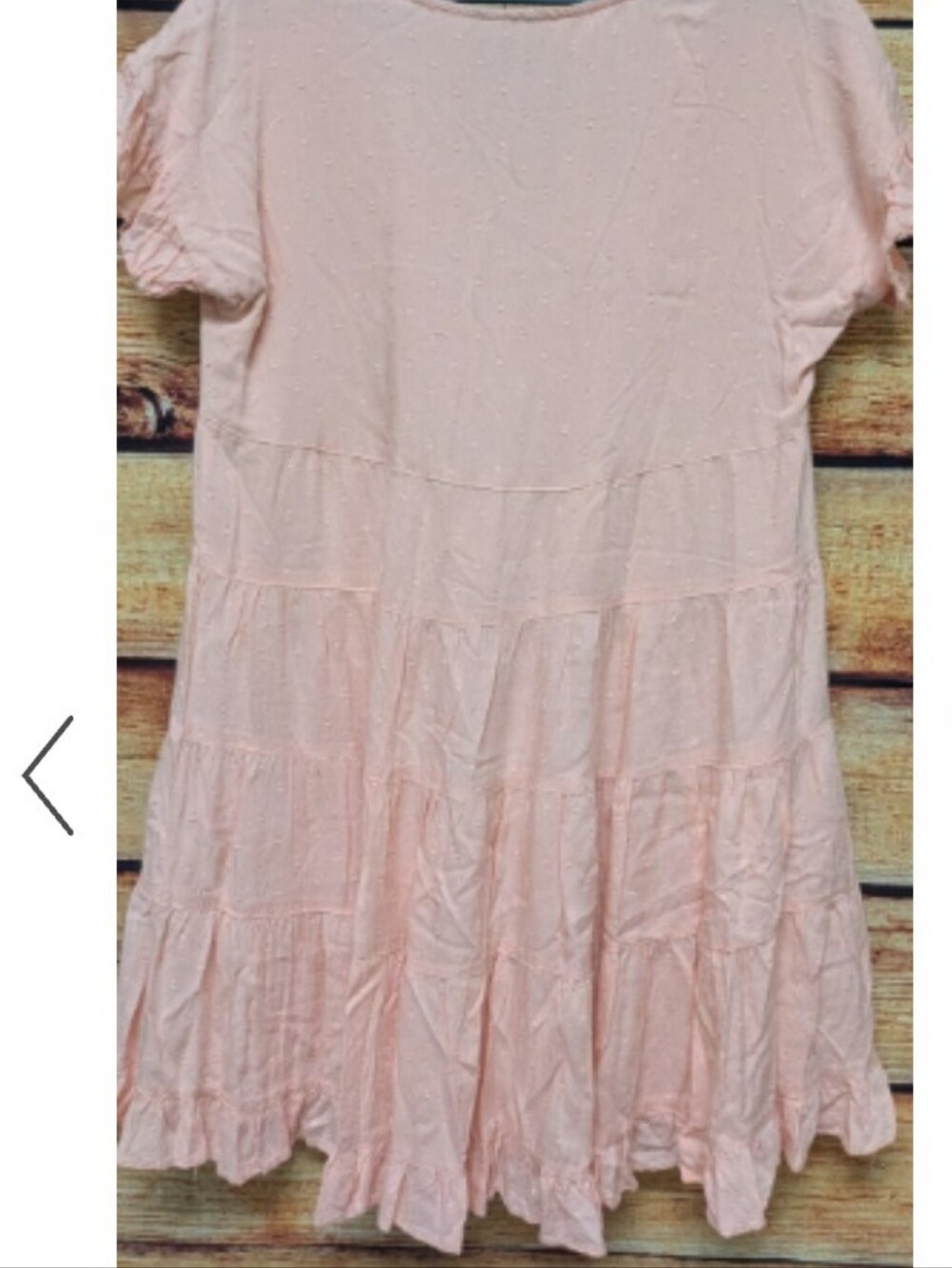 Angie Peach Pink Midi Tiered Ruffle Bojo Dress Short Flare Sleeves Size Large
